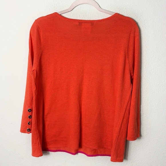 Gretchen Scott Polly Pocket 3/4 length sleeve sweater w/ Gold Button Decor sz M - Picture 9 of 9